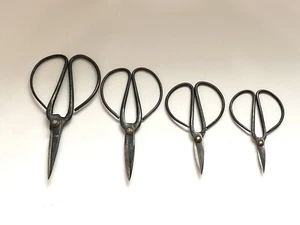 Mid Century Set 4 Bonsaischeren Schere geschmiedet Kohlenstoffstahl Japan scharf signiert - Bild 1 von 24