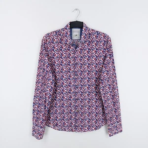 A Fish Named Fred Men's Size Large Pink Blue Fish Print Cotton Long Sleeve Shirt - Picture 1 of 14