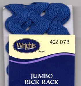 WRIGHTS YALE BLUE (078) JUMBO RICK RACK - 2 1/2 YARDS (5/8" WIDE) TRIM - Picture 1 of 1