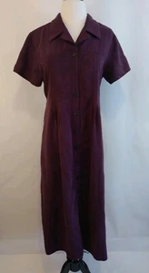 Coldwater Creek M Button Up lila Kleid kurzarm V-Ausschnitt mudi gebraucht Krawatte defekt - Bild 1 von 12