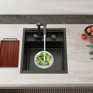 Stainless Steel Hidden Kitchen Square Sink Single Bowl W/Folding Faucet 10kg - Picture 1 of 12