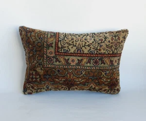 Blumenteppich Kissenbezug 16x24 Zoll, Vintage Handgewebt Türkischer Teppich Kissenhülle - Bild 1 von 9