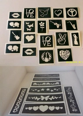 DAZZLE GLITTER TATTOOS 10 - 100 Festival Themen Schablone für Glitzer Tattoos Lesen IOW Glastonbury