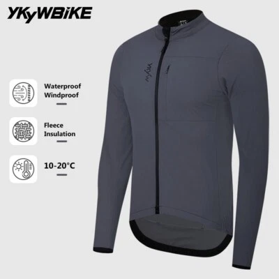 YKYWBIKE Men's Cycling Winter Jacket Windbreaker Fleece Road Bike Jacket 10-20°C - Image 1 of 4
