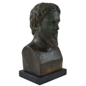 Platon Philosoph Skulptur Handarbeit Gips Artefakt Bronzeoptik - Bild 1 von 4