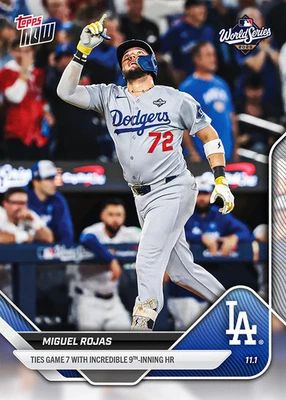 2025 Topps NOW MLB MIGUEL ROJAS Ties Game 7 with 9th Innning HR #921 *PRESALE* - image 1 of 2
