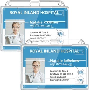 2 Pezzi Porta Badge, Rigido, Plastica, Trasparente, Extra Spesso, Porta Tesserin - Foto 1 di 7