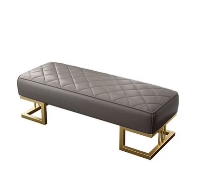 Modern PU Leather Ottoman Bench with Gold Stainless Steel Base– Luxury any room - image 1 of 4
