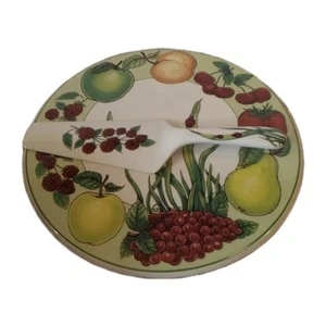 Royal Limited Pedestal Cake Stand Plate & Server Set Ceramic Ladybugs Fruit - Picture 1 of 7