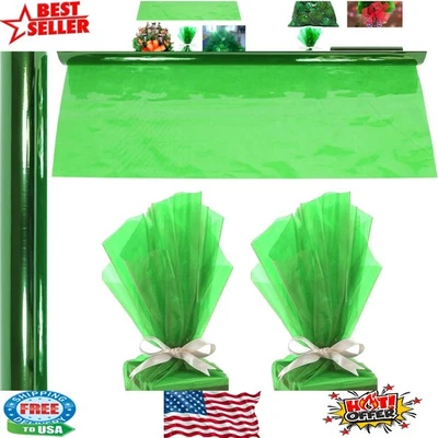 Envoltura de celofán verde de 100 pies | Envoltura de regalo de vacaciones transparente de 2,3 mil de grosor Foto 1 de 4