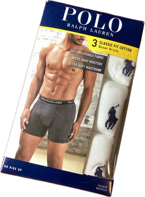 Calzoncillos boxer Polo Ralph Lauren NCBBP3 para hombre talla S blancos de 3 piezas calce clásico de algodón Foto 1 de 4