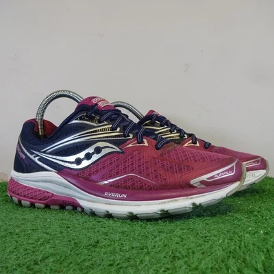 Saucony Trainers Size 5 Women's Pink Blue Ride 9 EverRun Comfort Running Shoes - Image 1 of 4