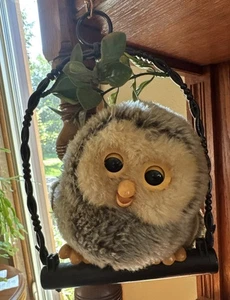 Gufo vintage Iwaya Animaltronic su persico, completo e funzionante - Foto 1 di 7