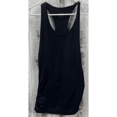 Regata Athleta preta racerback grande nylon elastano franzido leve - Imagem 1 de 4