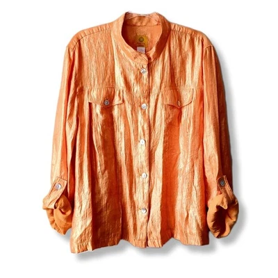 Ruby Rd Women Orange Shimmer Jacket 22W Statement Spring Summer Beach Coastal - Image 1 of 4