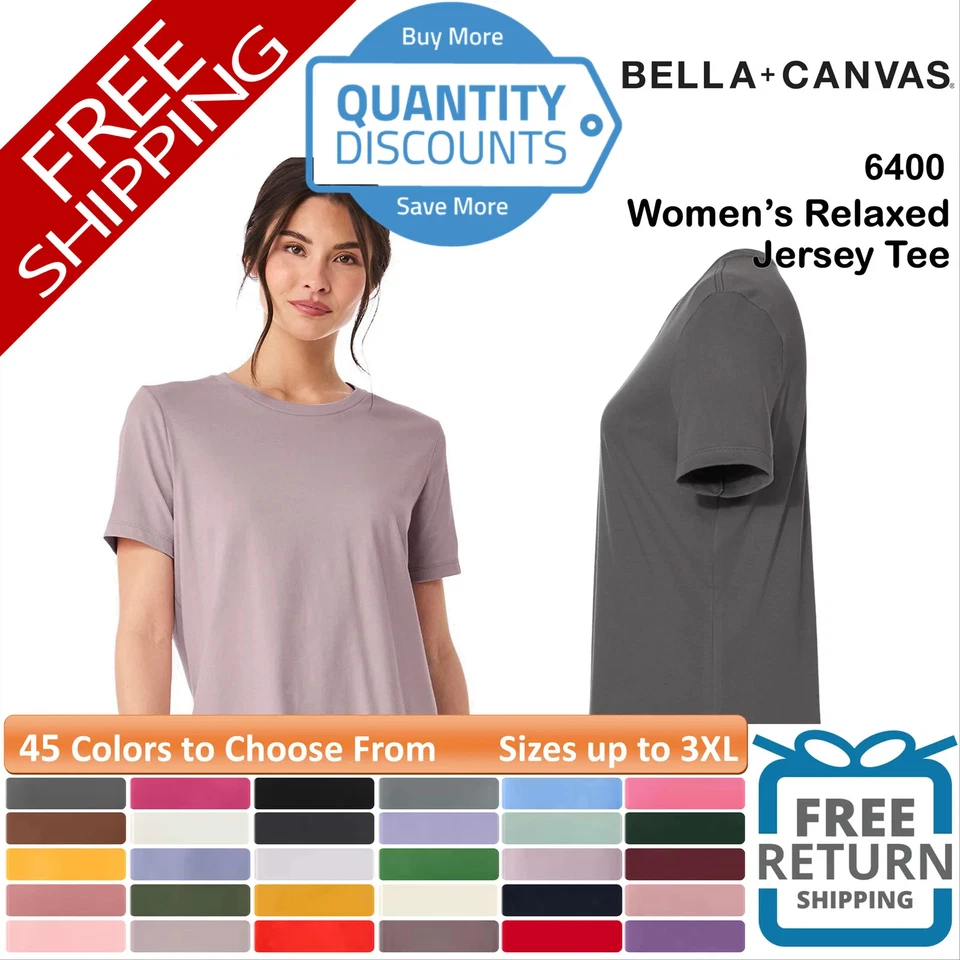 🔥 Camiseta deportiva relajada para mujer BELLA + CANVAS manga corta hasta 3XL 6400 Foto 1 de 1