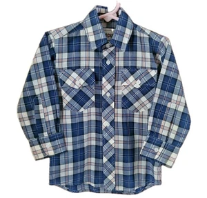 Vtg Campus Kids Little Boy BL Plaid L S Button Shirt Sz 4 Rugged Country Western - Picture 1 of 7