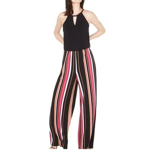 $99 INC International Concept Womens Black Striped Halter Jumpsuit Size S NWT - Picture 1 of 3