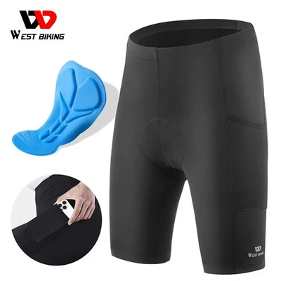 WEST BIKING Men Summer Cycling Shorts Breathable Padded Bicycle Shorts Pocket - Image 1 of 4