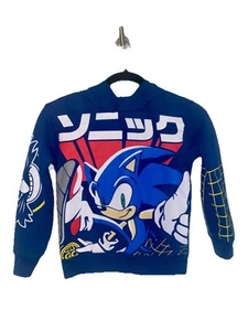 Sonic The Hedgehog Hoodie Boys Blue Size 8 Sega Pullover - Picture 1 of 8