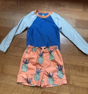Tea Collection Boys Swim Trunks And Rash Guard Bundle Size 5 - Picture 1 of 6