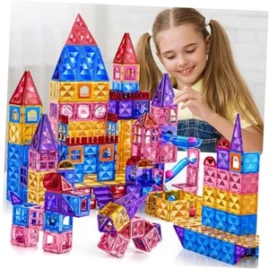 Magnetic Tiles for Kids Toddlers Ages 3-5 4-8 8-10, 97 PCS Magnetic Tiles - Picture 1 of 7