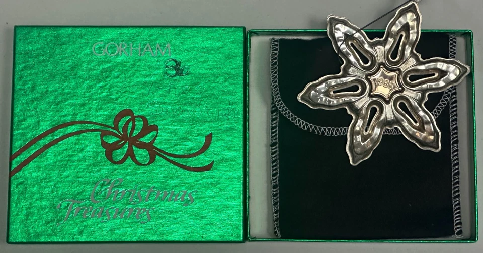 Gorham 1986 Sterling NAVIDAD COPO DE NIEVE ORNAMENTO con caja original y bolsa. Foto 1 de 1