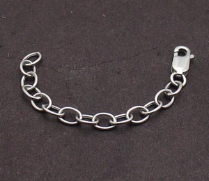 Oval Link Extender Bracelet Chain Necklace Lobster Lock Real 14K White Gold  - Picture 1 of 5