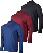 Real Essentials 3 Pk: Men's Dry-Fit Active Quarter Zip Long Sleeve Pullover 3XT