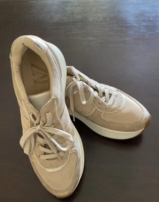 ZARA Mujer Talla EU 42 Zapatos para Correr Salmón Rosa Polvoriento - Beige Tenis Foto 1 de 4