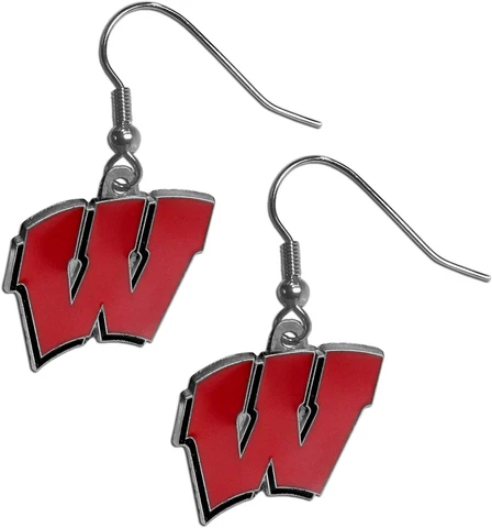 Wisconsin Badgers Logo NCAA Silver Dangle Earrings Cover