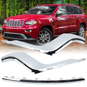 Set of Front Lower Bumper Trim For Jeep Grand Cherokee MK2 2014 2015 2016 Chrome - Picture 1 of 14
