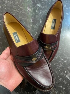BALLY of Switzerland Burgundy Leather Men's Loafers shoes US 8.5 EUR 42 - Picture 1 of 18