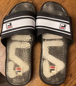 Fila Massaggio Massaging Slide Sandals Black/white/Red Mens US 11