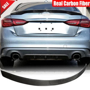Real Carbon Fiber Rear Trunk Spoiler Wing Lip For Infiniti Q50 Q50S 2014-2023 - Picture 1 of 12