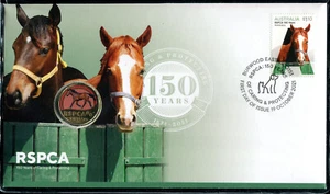 2021 RSPCA 150 Years Caring & Protecting Horse PNC/FDC RAM $1 color coin & Stamp - Picture 1 of 4