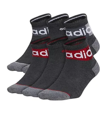 adidas Big Boys 6 Pair Quarter Socks Size Large(3Y-9) - Image 1 of 4