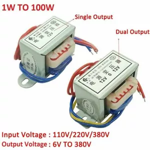 110V 220V 380V 50Hz AC Power Transformer Single/Dual 1W - 100W Output 6V - 380V - Imagen 1 de 5