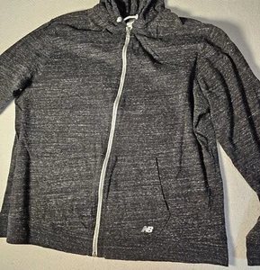 New Balance Mens Hoodie Heather Gray Full Zip Running NB 2XL Pockets Adjustable - Picture 1 of 11