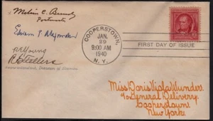 1940 Fenimore Cooper Sc 860 signed by dignitaries & postmasters to Wunder - Picture 1 of 3