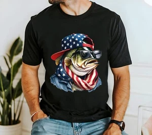 Camiseta de pescador americano, camiseta de pesca, camisa de pescador de Estados Unidos, camiseta Cool Fish, - Imagen 1 de 11
