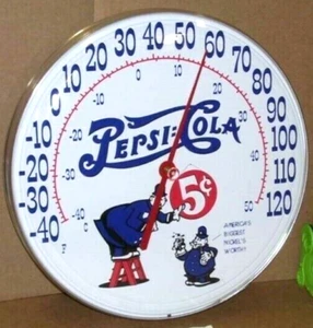 Pepsi-Cola Cops ----- BIG 12" ROUND 5c POLICEMEN THERMOMETER ----- NICE & UNUSED - Picture 1 of 13
