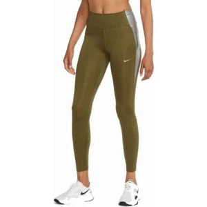 Nike Women's Essential Color Block Tights Olive Green Size Small CU5020-368 - Picture 1 of 4