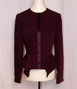 Victoria's Secret weinroter Damenblazer mit durchgehendem Reißverschluss und Schößchen Größe 8 - Bild 1 von 7