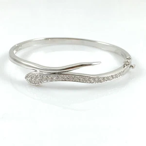 Brazalete brazalete de plata de ley 925 para dama con bisagras serpiente con sello de 7,5" pesado - Imagen 1 de 6