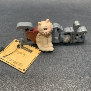 Blossom Bucket “I Love Cats” Free Standing Greer 2008 Folk Art Cat With Yarn - Picture 1 of 7