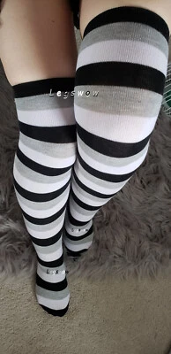 Calcetines hasta el muslo tejido con cable sobre la rodilla bota escuela niña lencería gruesa acogedora OTK Foto 1 de 4