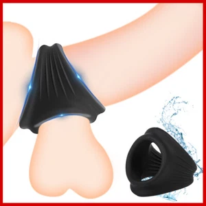 3in1-Ball-Scrotum-Stretcher-Ring-Penis Enhancer Delay Ejaculation Reuse for Male - Picture 1 of 12