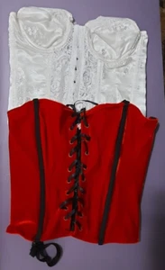Lot of 2 Corset Sets Velvet Red and Black, Lace White Large - Picture 1 of 9