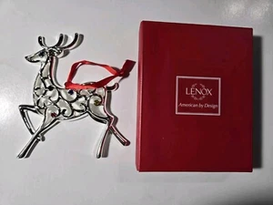 NEW Lenox Reindeer Ornament Christmas Silvertone Colorful Crystal Rhinestones - Picture 1 of 7